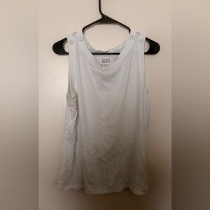 croft & barrow White Button-Shoulder Tank Top